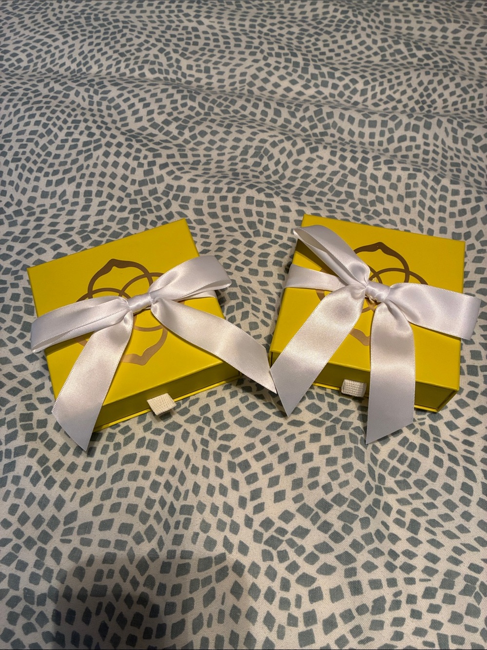 Kendra Scott Yellow Jewelry Gift Boxes with White Satin Bows - Set of 2